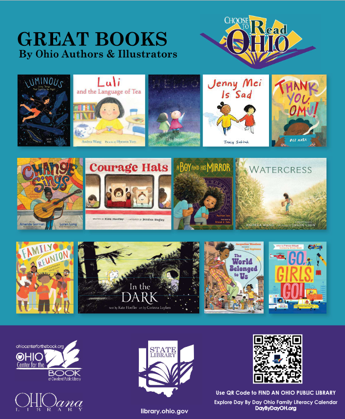 Image of Great Books booklist featuring picture books by Ohio authors and illustrators